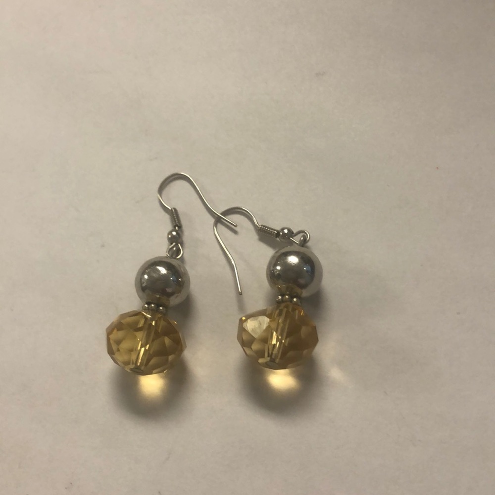 Silver and yellow earrings